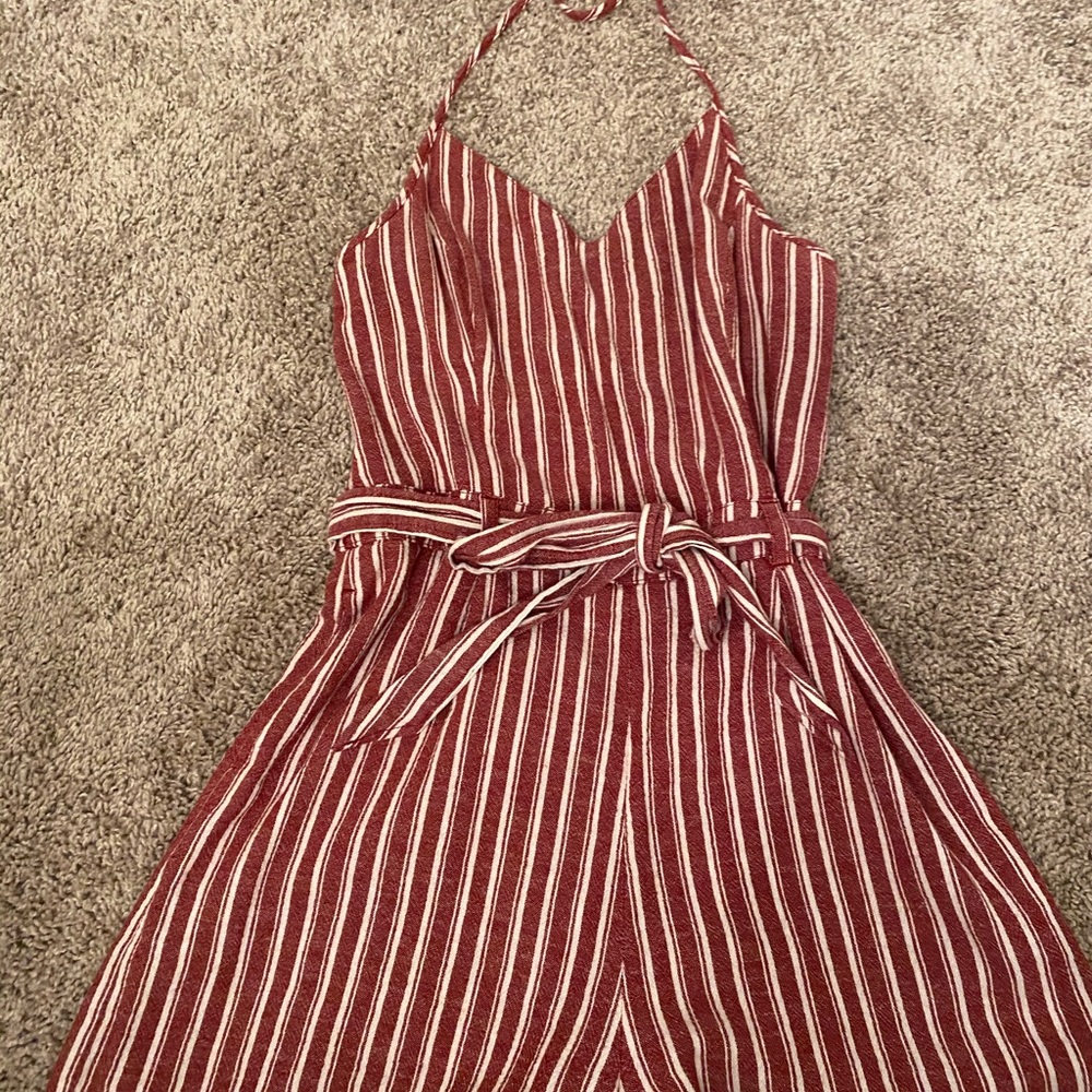 Red and white striped Hollister romper